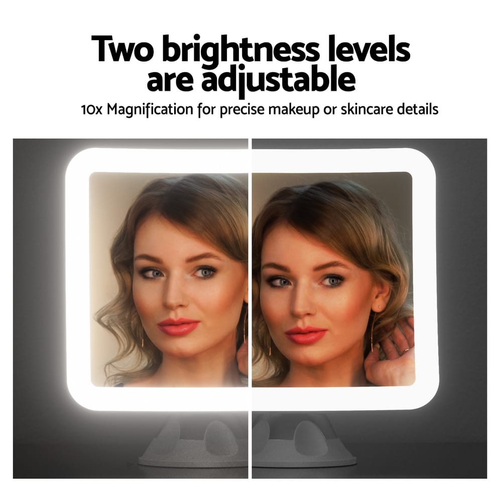Embellir Health & Beauty > Makeup > Makeup Mirrors Embellir Makeup Mirror 10X Magnification LED Light Adjustable Rotation Cordless Suction Cup