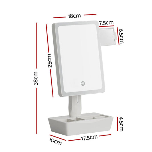 Embellir Health & Beauty > Makeup > Makeup Mirrors Embellir Makeup Mirror 10X Magnifying with LED light Storage Cosmetic Mirror