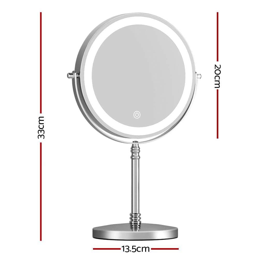 Embellir Health & Beauty > Makeup > Makeup Mirrors Embellir Makeup Mirror 20x20cm 10X Magnifying with LED Light Rotation Tabletop
