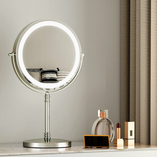 Embellir Health & Beauty > Makeup > Makeup Mirrors Embellir Makeup Mirror 20x20cm 10X Magnifying with LED Light Rotation Tabletop