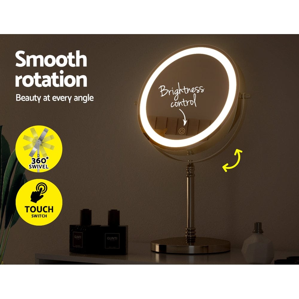 Embellir Health & Beauty > Makeup > Makeup Mirrors Embellir Makeup Mirror 20x20cm 10X Magnifying with LED Light Rotation Tabletop