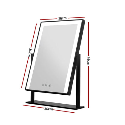 Embellir Health & Beauty > Makeup > Makeup Mirrors Embellir Makeup Mirror 25x30cm Hollywood Vanity with LED Light Rotation Black