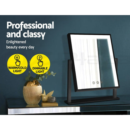 Embellir Health & Beauty > Makeup > Makeup Mirrors Embellir Makeup Mirror 25x30cm Hollywood Vanity with LED Light Rotation Black