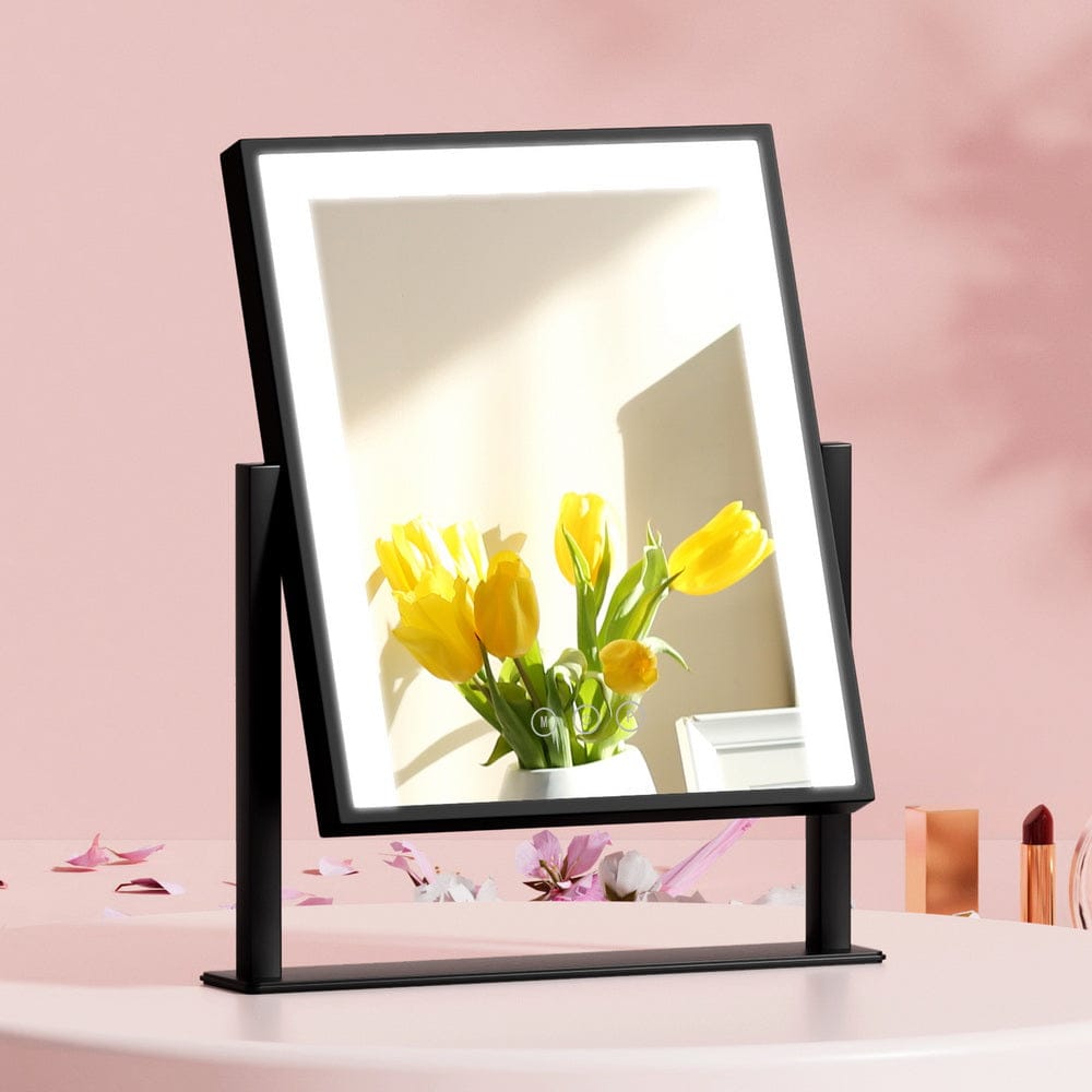 Embellir Health & Beauty > Makeup > Makeup Mirrors Embellir Makeup Mirror 25x30cm Hollywood Vanity with LED Light Rotation Black