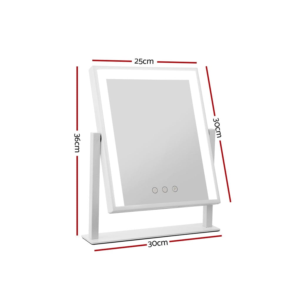 Embellir Health & Beauty > Makeup > Makeup Mirrors Embellir Makeup Mirror 25x30cm Hollywood Vanity with LED Light Rotation White