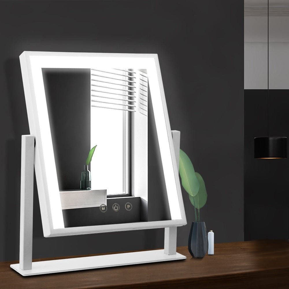 Embellir Health & Beauty > Makeup > Makeup Mirrors Embellir Makeup Mirror 25x30cm Hollywood Vanity with LED Light Rotation White