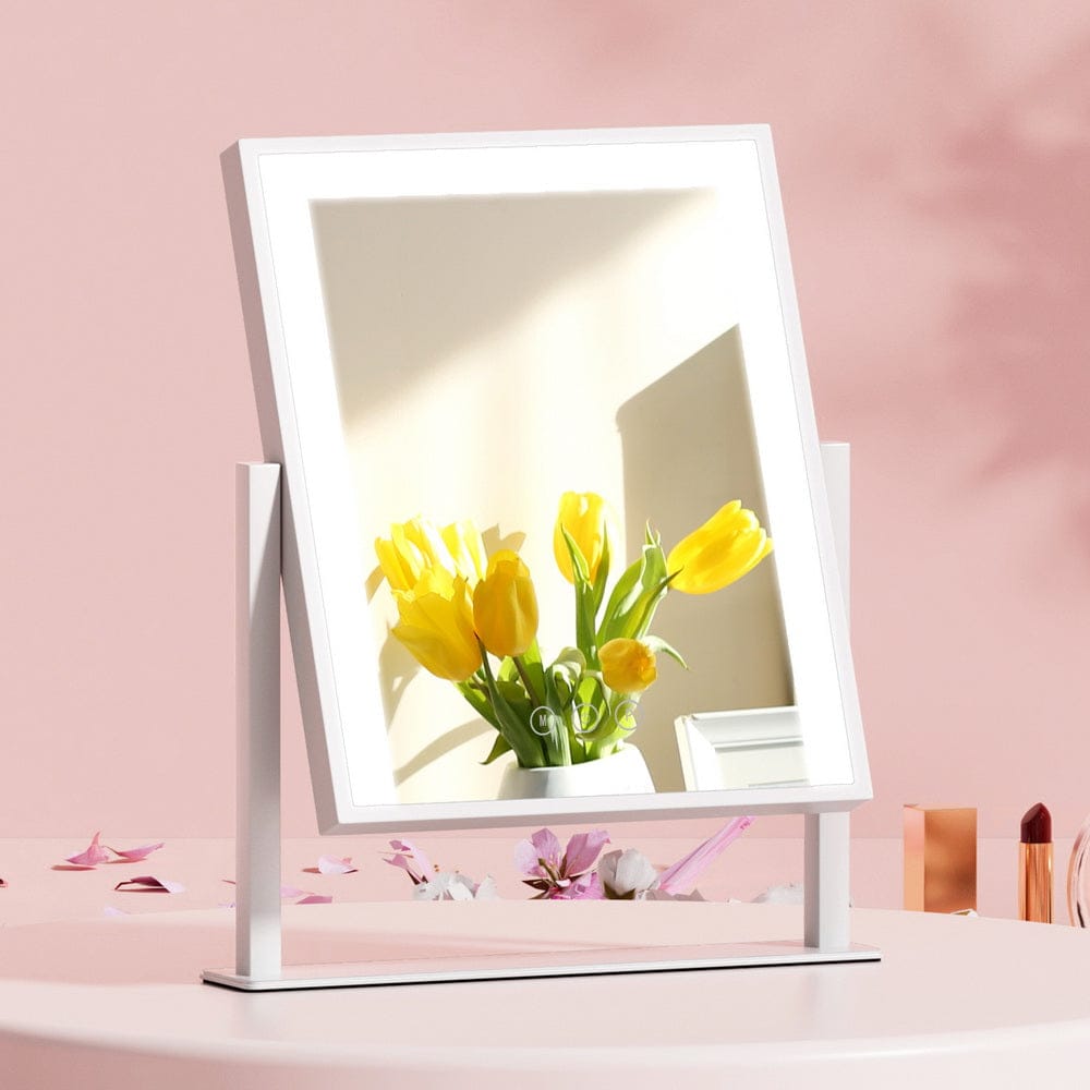 Embellir Health & Beauty > Makeup > Makeup Mirrors Embellir Makeup Mirror 25x30cm Hollywood Vanity with LED Light Rotation White