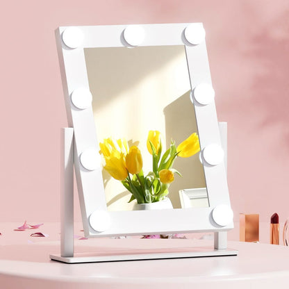Embellir Health & Beauty > Makeup > Makeup Mirrors Embellir Makeup Mirror 30x38cm Hollywood Vanity with LED Light Rotation Tabletop