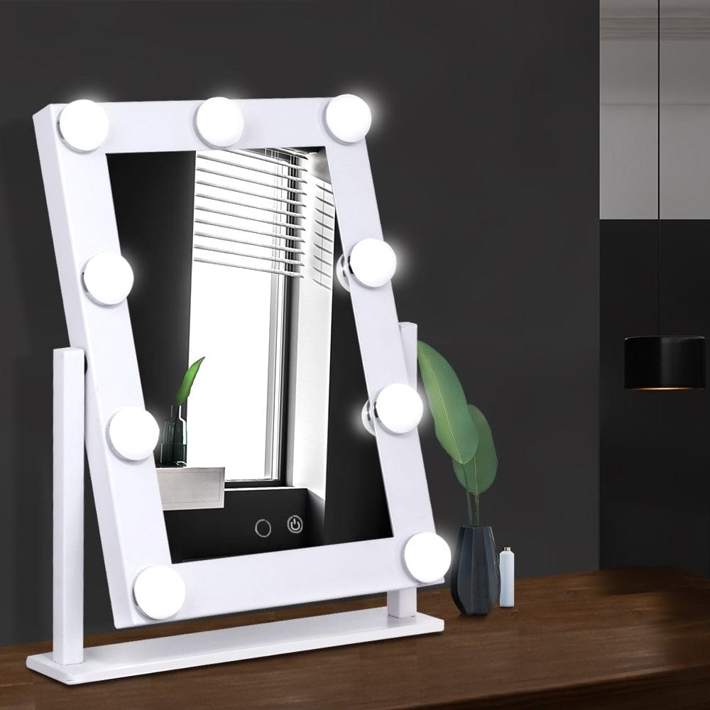 Embellir Health & Beauty > Makeup > Makeup Mirrors Embellir Makeup Mirror 30x38cm Hollywood Vanity with LED Light Rotation Tabletop