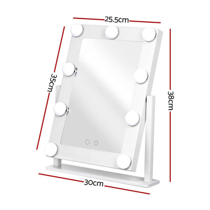 Embellir Health & Beauty > Makeup > Makeup Mirrors Embellir Makeup Mirror 30x38cm Hollywood Vanity with LED Light Rotation Tabletop