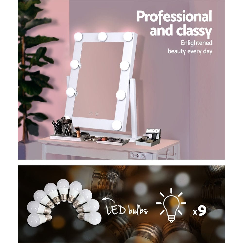 Embellir Health & Beauty > Makeup > Makeup Mirrors Embellir Makeup Mirror 30x38cm Hollywood Vanity with LED Light Rotation Tabletop