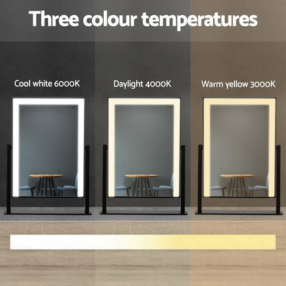 Embellir Health & Beauty > Makeup > Makeup Mirrors Embellir Makeup Mirror 30x40cm Hollywood Vanity with LED Light Rotation Black
