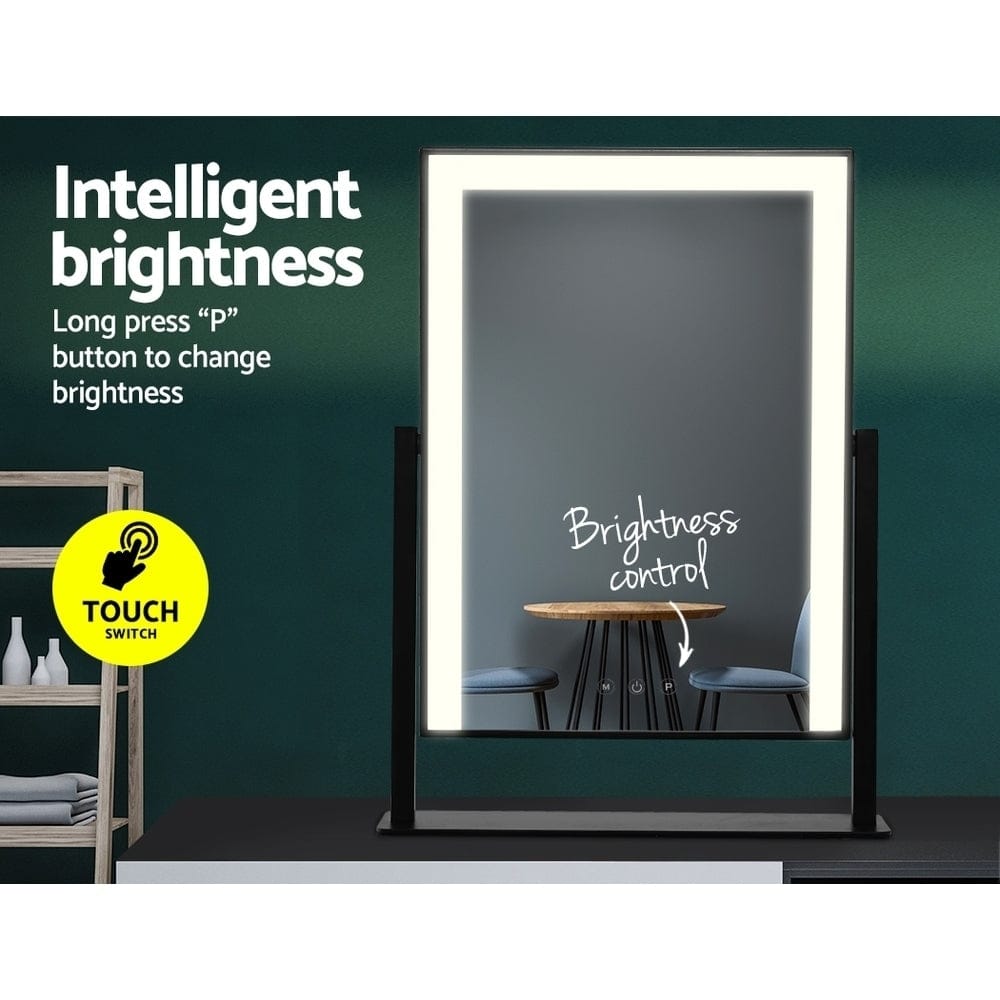Embellir Health & Beauty > Makeup > Makeup Mirrors Embellir Makeup Mirror 30x40cm Hollywood Vanity with LED Light Rotation Black