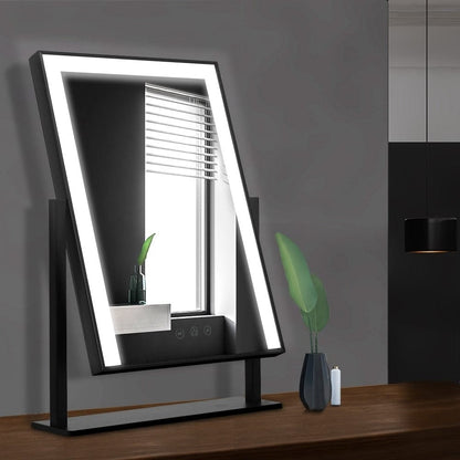 Embellir Health & Beauty > Makeup > Makeup Mirrors Embellir Makeup Mirror 30x40cm Hollywood Vanity with LED Light Rotation Black