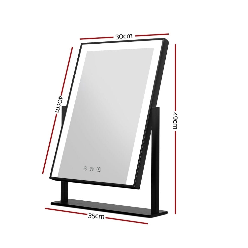 Embellir Health & Beauty > Makeup > Makeup Mirrors Embellir Makeup Mirror 30x40cm Hollywood Vanity with LED Light Rotation Black