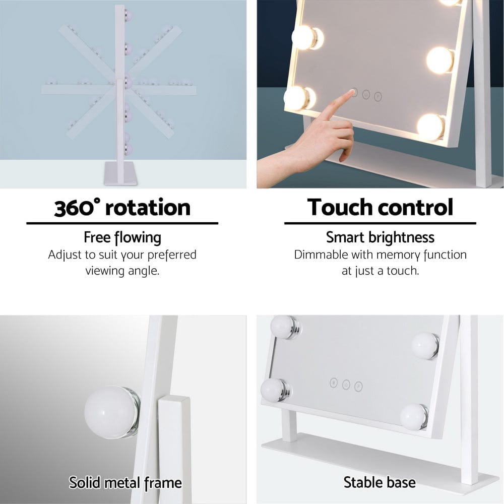 Embellir Health & Beauty > Makeup > Makeup Mirrors Embellir Makeup Mirror 30x41cm Hollywood Vanity with LED Light Rotation Tabletop