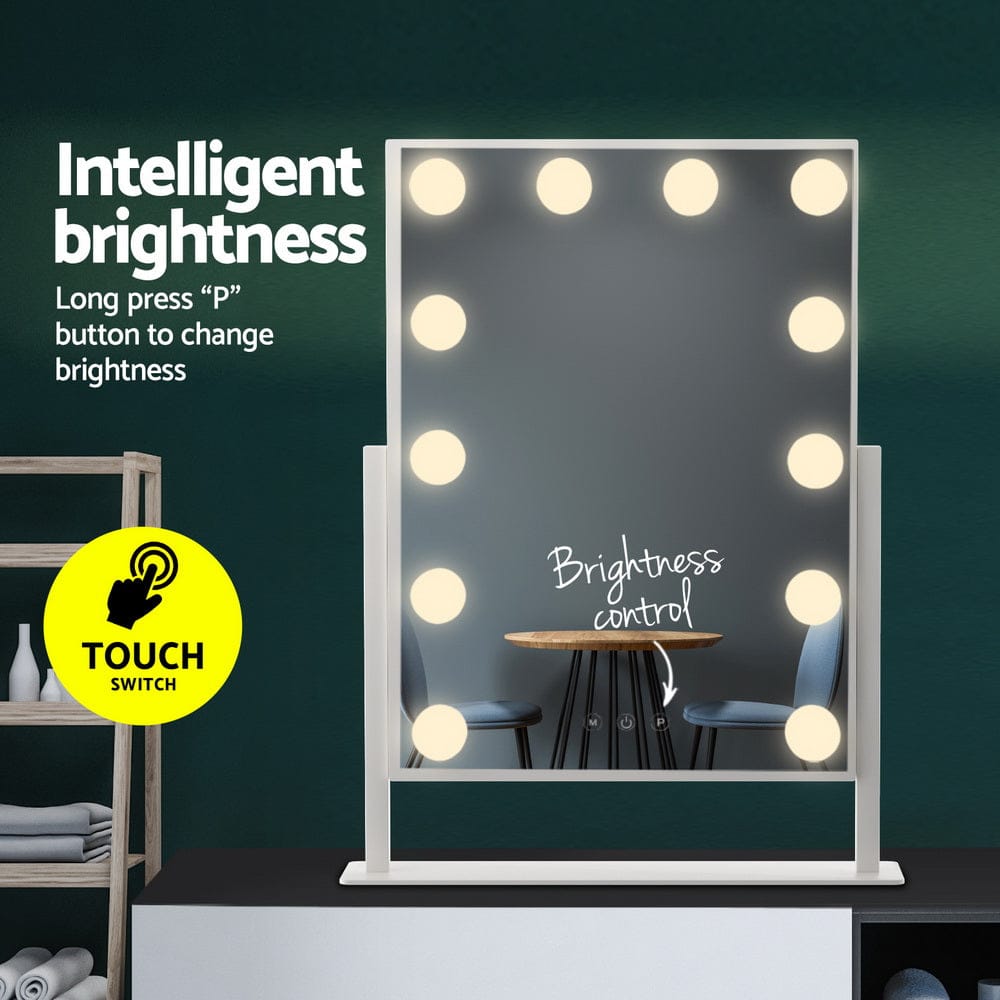 Embellir Health & Beauty > Makeup > Makeup Mirrors Embellir Makeup Mirror 30x41cm Hollywood Vanity with LED Light Rotation Tabletop