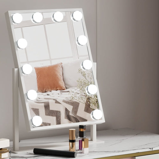 Embellir Health & Beauty > Makeup > Makeup Mirrors Embellir Makeup Mirror 30x41cm Hollywood Vanity with LED Light Rotation Tabletop