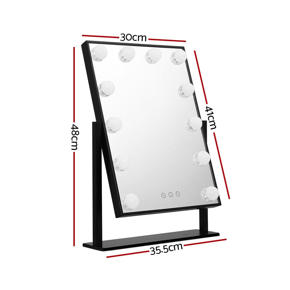 Embellir Health & Beauty > Makeup > Makeup Mirrors Embellir Makeup Mirror 30x48cm Hollywood Vanity with LED Light Rotation Tabletop
