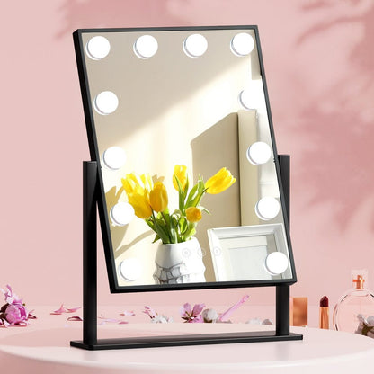 Embellir Health & Beauty > Makeup > Makeup Mirrors Embellir Makeup Mirror 30x48cm Hollywood Vanity with LED Light Rotation Tabletop