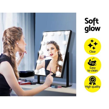 Embellir Health & Beauty > Makeup > Makeup Mirrors Embellir Makeup Mirror 30x48cm Hollywood Vanity with LED Light Rotation Tabletop