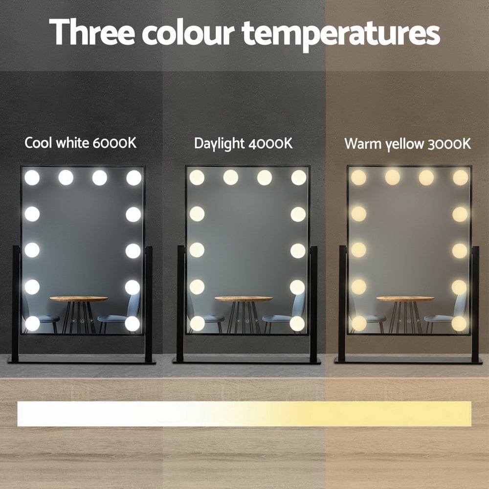 Embellir Health & Beauty > Makeup > Makeup Mirrors Embellir Makeup Mirror 30x48cm Hollywood Vanity with LED Light Rotation Tabletop