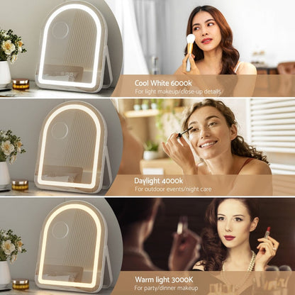 Embellir Health & Beauty > Makeup > Makeup Mirrors Embellir Makeup Mirror 35x45cm Dressing Vanity LED Stripe Light with 5x Magnification Rotation White Arch