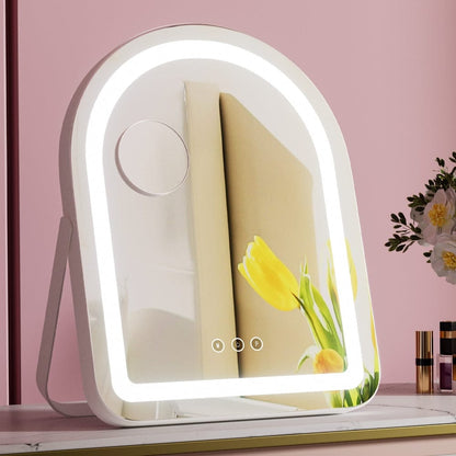 Embellir Health & Beauty > Makeup > Makeup Mirrors Embellir Makeup Mirror 35x45cm Dressing Vanity LED Stripe Light with 5x Magnification Rotation White Arch