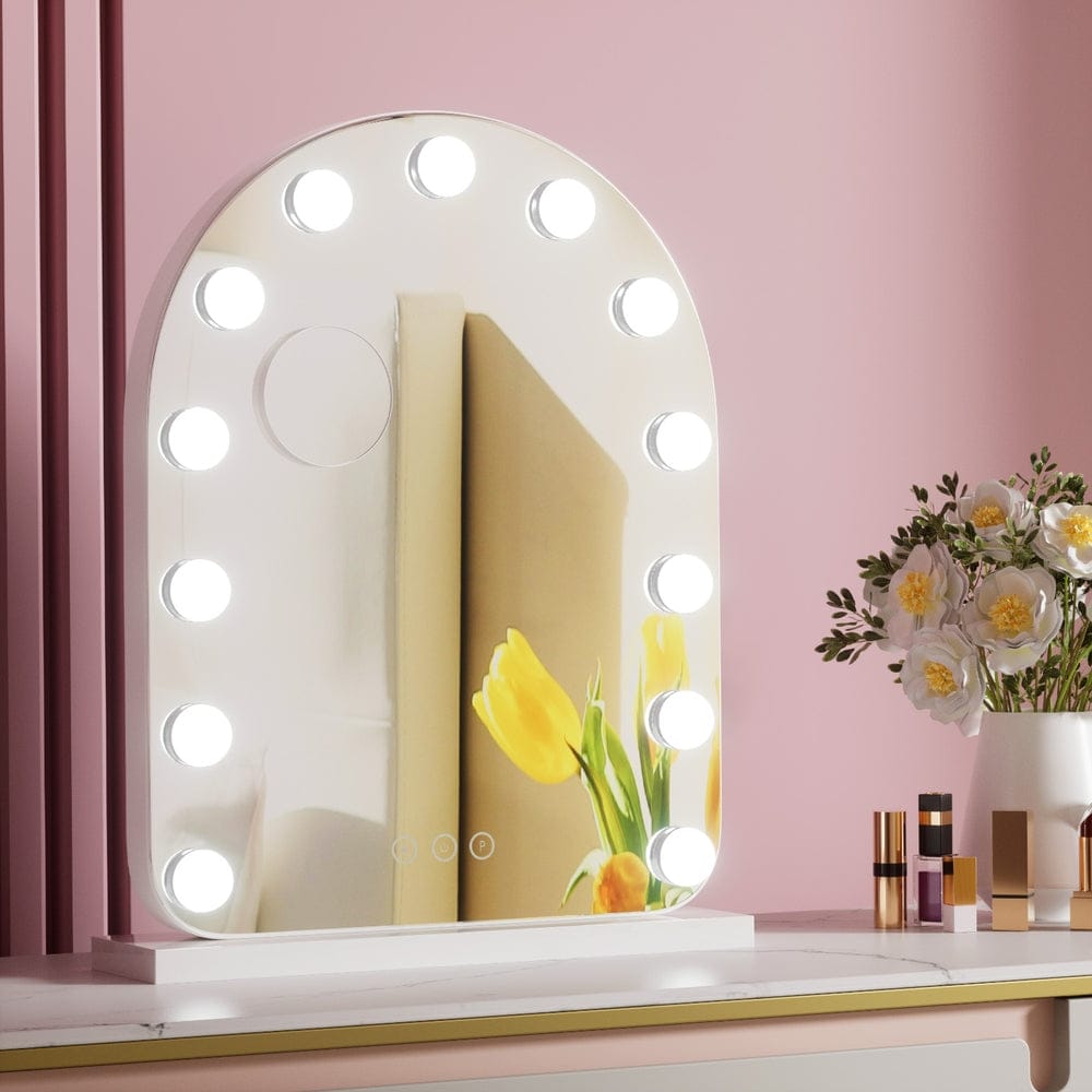 Embellir Health & Beauty > Makeup > Makeup Mirrors Embellir Makeup Mirror 40x50cm Dressing Vanity LED Bulb Light with 5x Magnification White Arch
