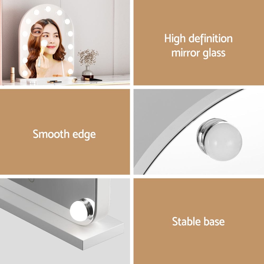 Embellir Health & Beauty > Makeup > Makeup Mirrors Embellir Makeup Mirror 40x50cm Dressing Vanity LED Bulb Light with 5x Magnification White Arch