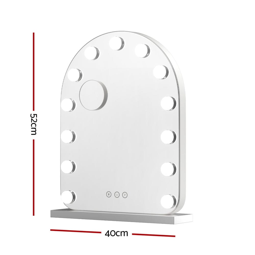 Embellir Health & Beauty > Makeup > Makeup Mirrors Embellir Makeup Mirror 40x50cm Dressing Vanity LED Bulb Light with 5x Magnification White Arch