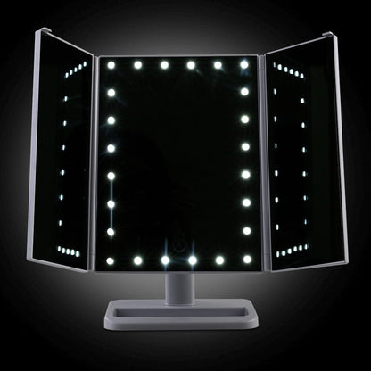 Embellir Health & Beauty > Makeup > Makeup Mirrors Embellir Makeup Mirror with 24 LED light Tri-fold Dimmable Tabletop Storage