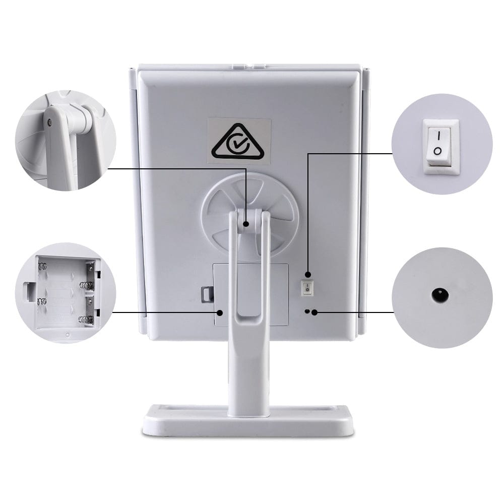 Embellir Health & Beauty > Makeup > Makeup Mirrors Embellir Makeup Mirror with 24 LED light Tri-fold Dimmable Tabletop Storage