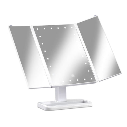 Embellir Health & Beauty > Makeup > Makeup Mirrors Embellir Makeup Mirror with 24 LED light Tri-fold Dimmable Tabletop Storage