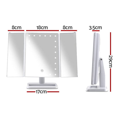 Embellir Health & Beauty > Makeup > Makeup Mirrors Embellir Makeup Mirror with 24 LED light Tri-fold Dimmable Tabletop Storage