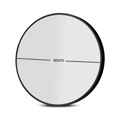 Embellir Health & Beauty > Makeup > Makeup Mirrors Embellir Wall Mirror Makeup 50cm Home Decor Framed Mirrors Bathroom Round Black