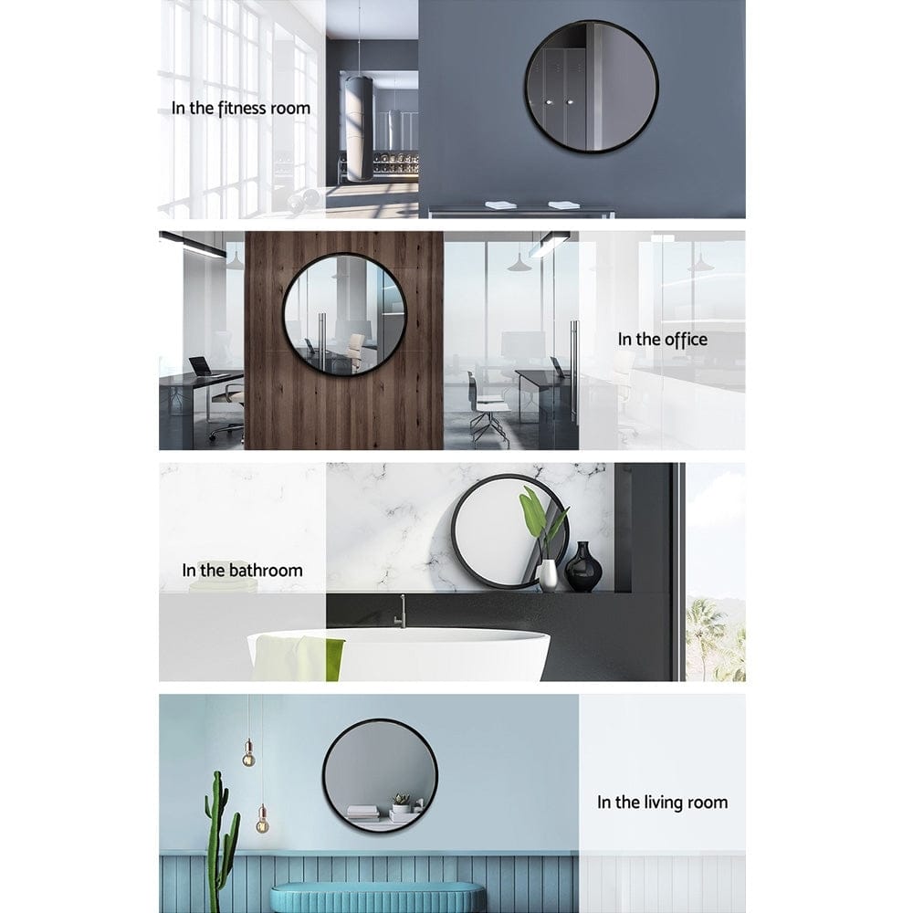 Embellir Health & Beauty > Makeup > Makeup Mirrors Embellir Wall Mirror Makeup 50cm Home Decor Framed Mirrors Bathroom Round Black