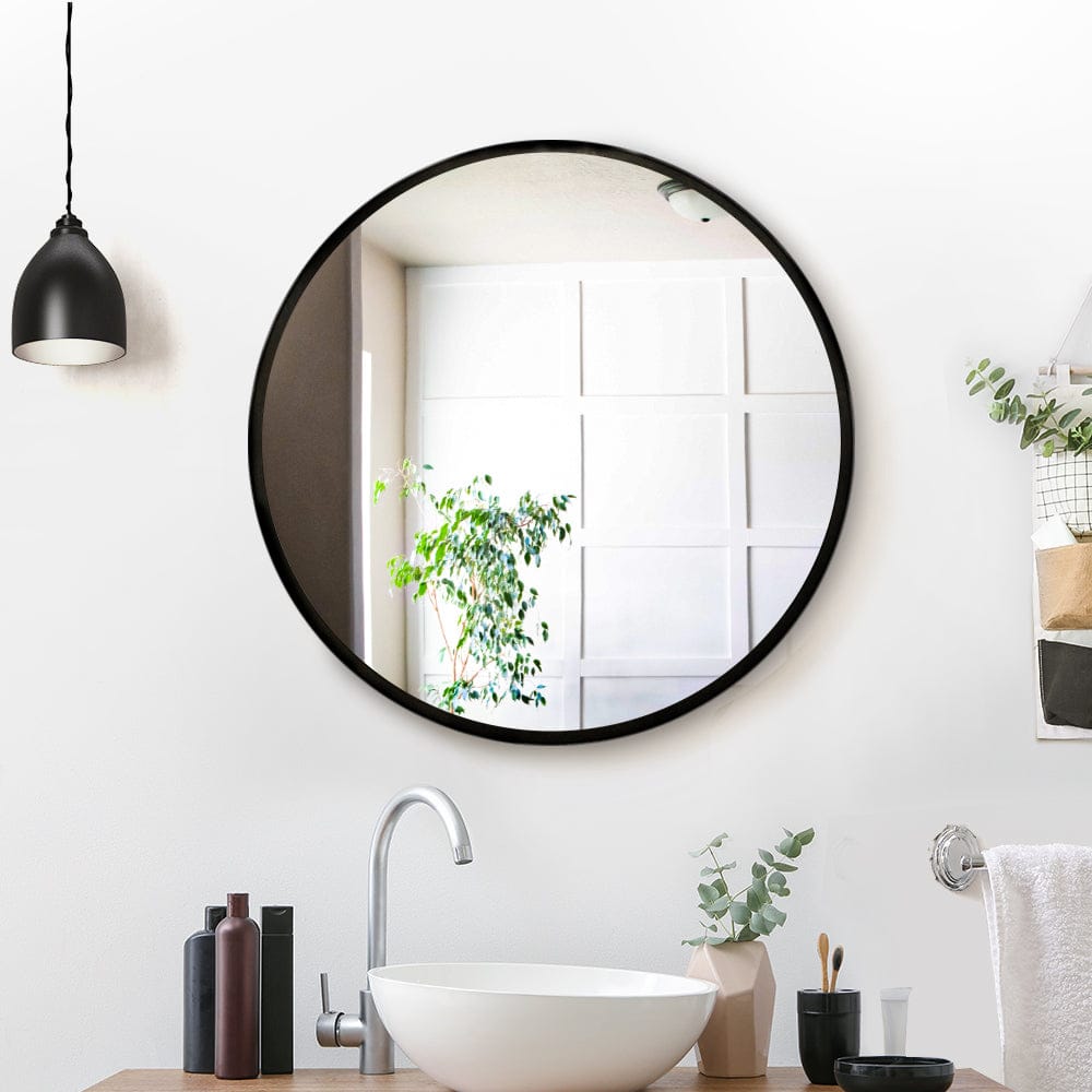 Embellir Health & Beauty > Makeup > Makeup Mirrors Embellir Wall Mirror Makeup 50cm Home Decor Framed Mirrors Bathroom Round Black