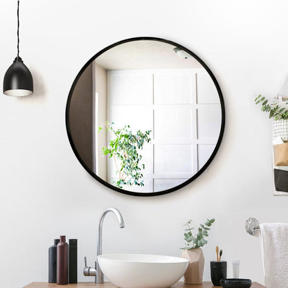 Embellir Health & Beauty > Makeup > Makeup Mirrors Embellir Wall Mirror Makeup 50cm Home Decor Framed Mirrors Bathroom Round Black