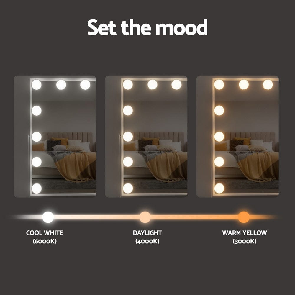Embellir Home & Garden > Decor > Mirrors Embellir Bluetooth Makeup Mirror 30x40cm Hollywood Vanity with LED Light White