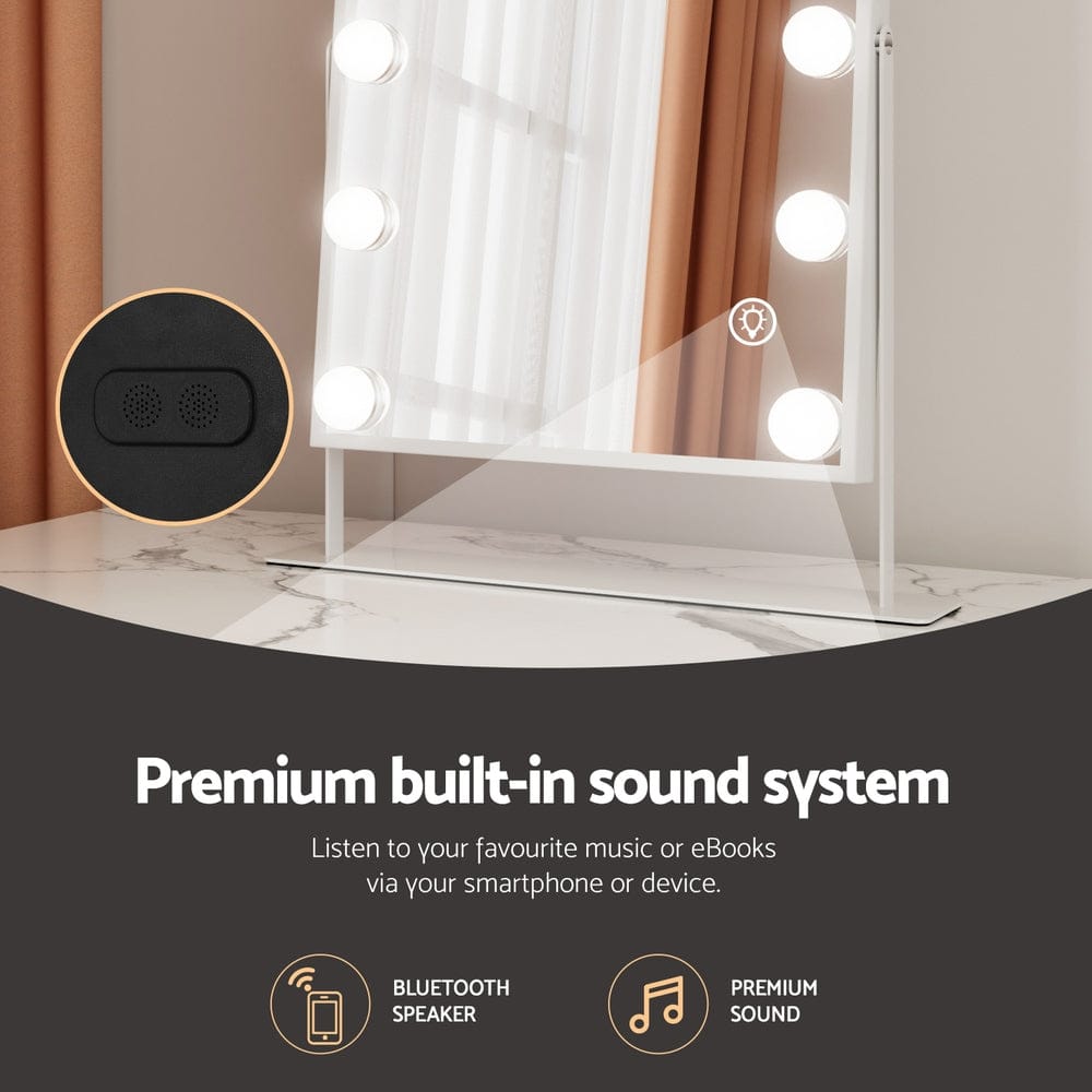 Embellir Home & Garden > Decor > Mirrors Embellir Bluetooth Makeup Mirror 30x40cm Hollywood Vanity with LED Light White