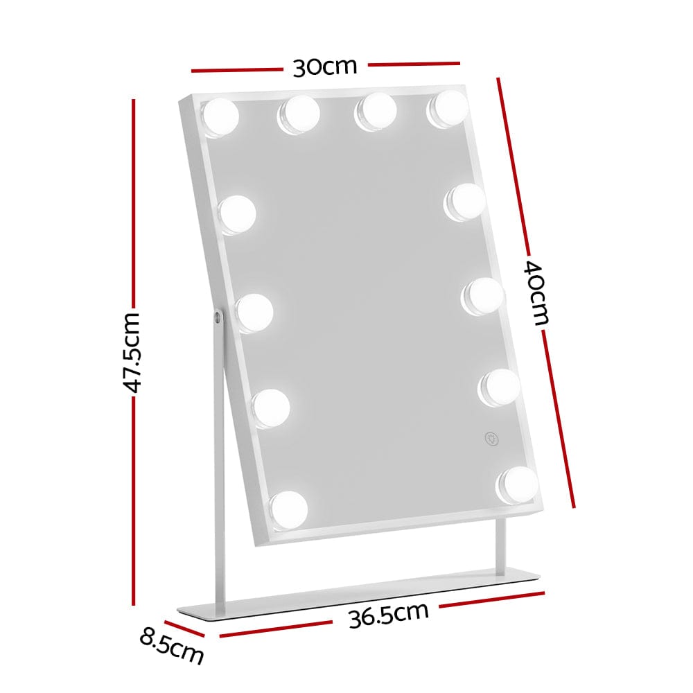 Embellir Home & Garden > Decor > Mirrors Embellir Bluetooth Makeup Mirror 30x40cm Hollywood Vanity with LED Light White
