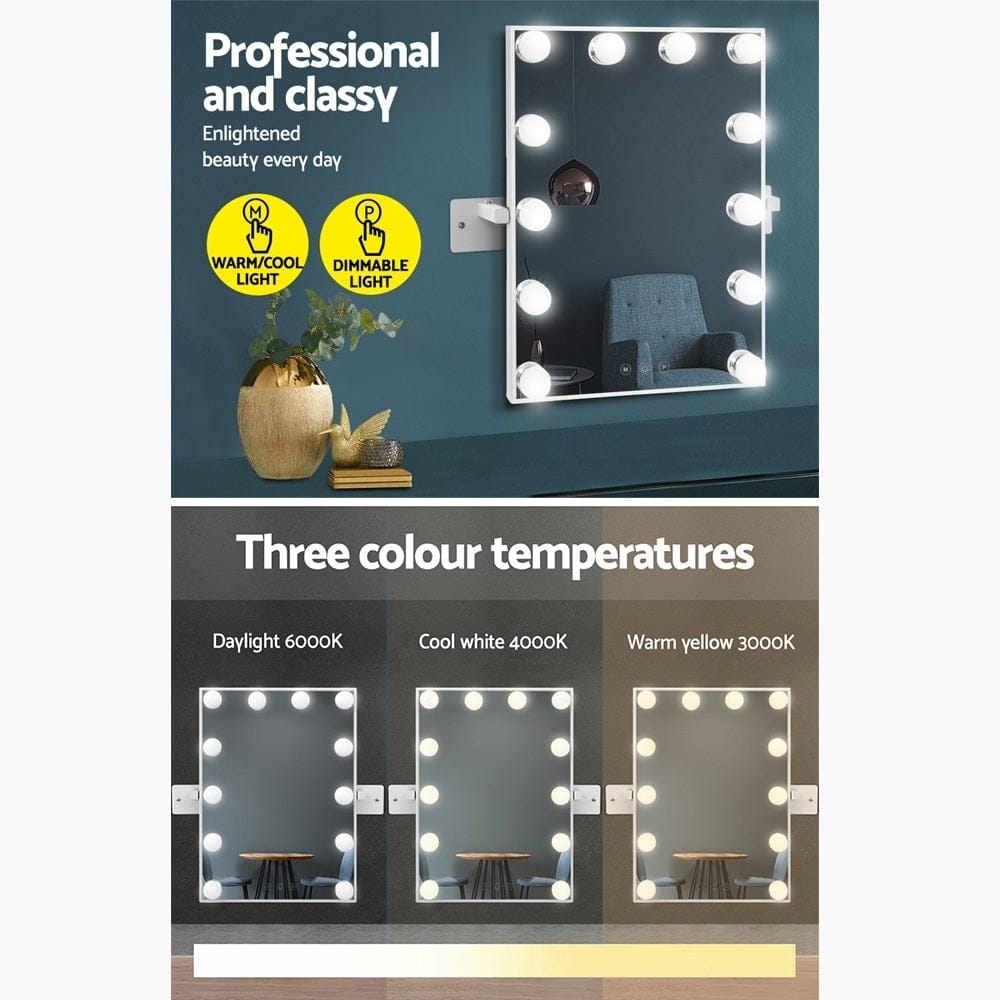 Embellir Home & Garden > Decor > Mirrors Embellir Hollywood Wall mirror Makeup Mirror With Light Vanity 12 LED Bulbs