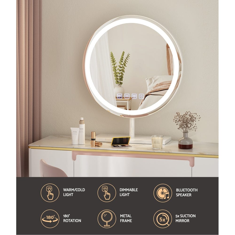 Embellir Home & Garden > Decor > Mirrors Embellir Makeup Mirror 40x40cm Hollywood Vanity with LED Light Tabletop Round