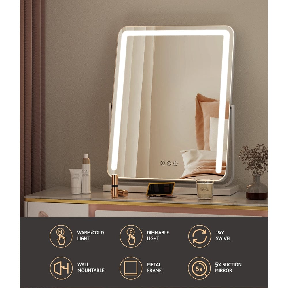Embellir Home & Garden > Decor > Mirrors Embellir Makeup Mirror 40x50cm Hollywood Vanity with LED Light Strip Rotation