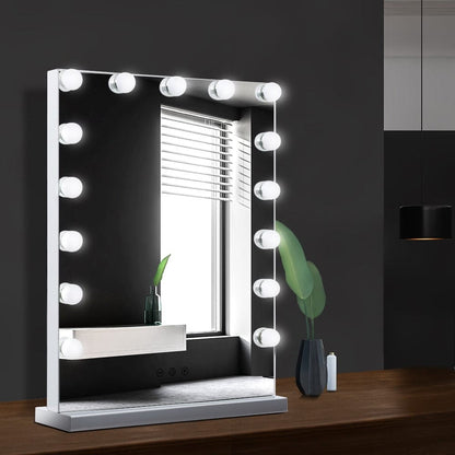 Embellir Home & Garden > Decor > Mirrors Embellir Makeup Mirror 43x61cm Hollywood Vanity with LED Light Tabletop Wall