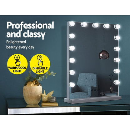Embellir Home & Garden > Decor > Mirrors Embellir Makeup Mirror 43x61cm Hollywood Vanity with LED Light Tabletop Wall