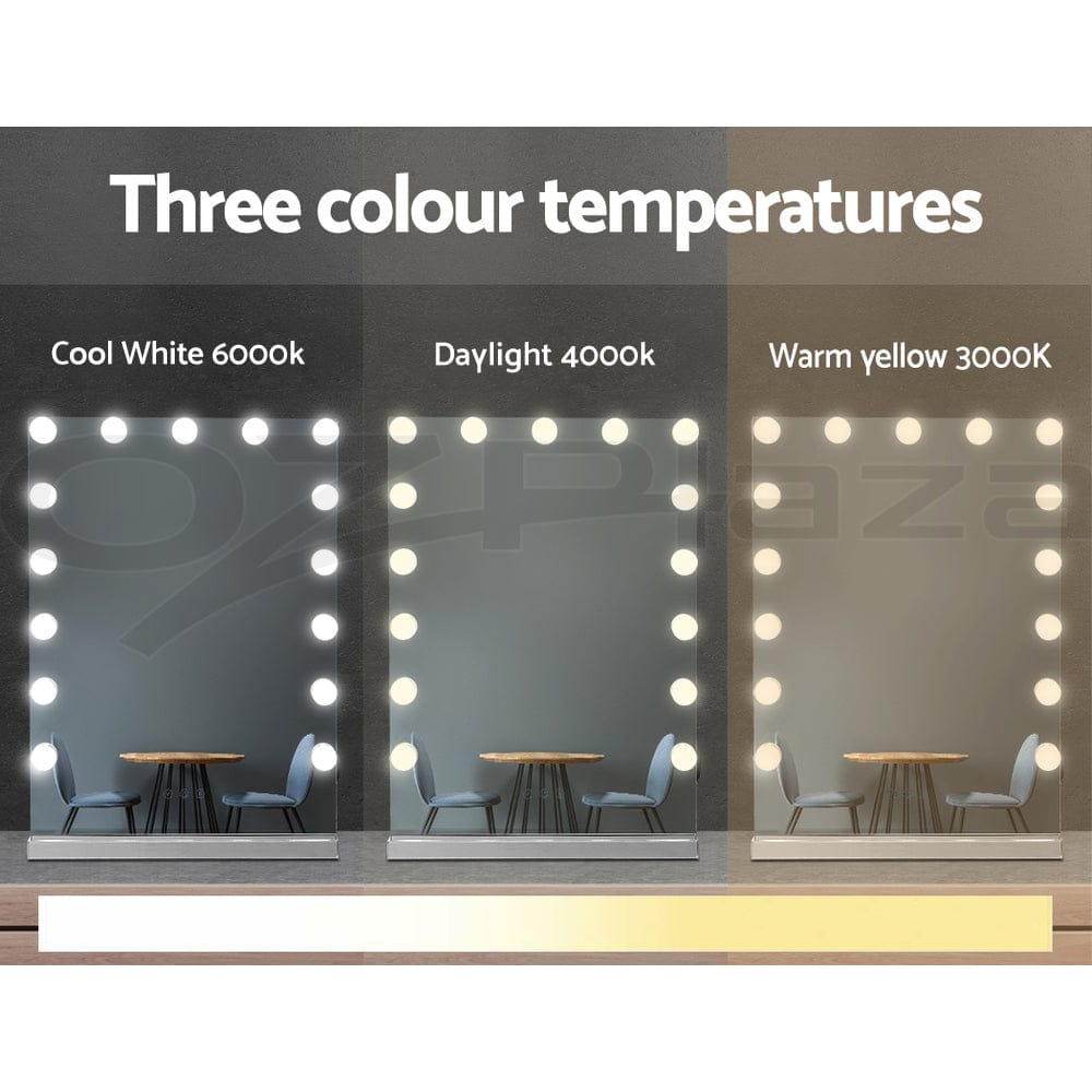 Embellir Home & Garden > Decor > Mirrors Embellir Makeup Mirror 43x61cm Hollywood Vanity with LED Light Tabletop Wall