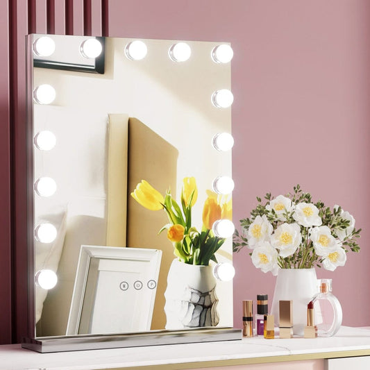 Embellir Home & Garden > Decor > Mirrors Embellir Makeup Mirror 43x61cm Hollywood Vanity with LED Light Tabletop Wall