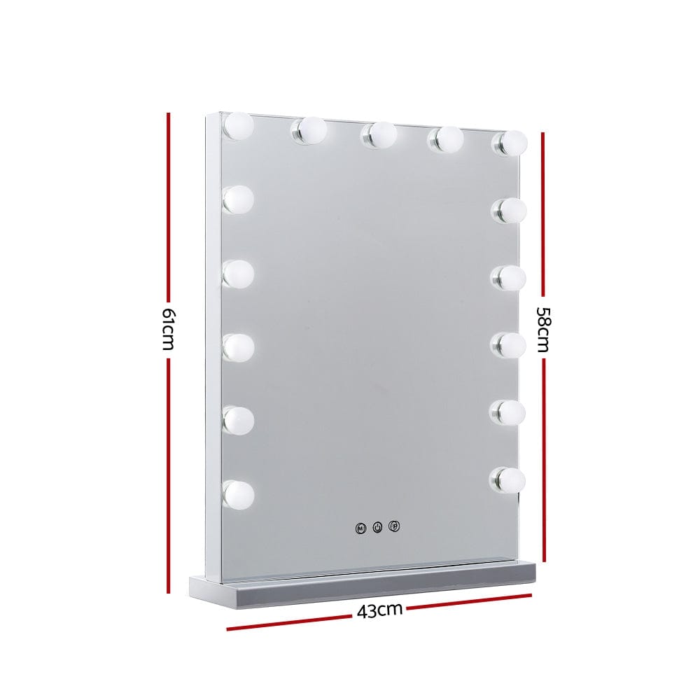Embellir Home & Garden > Decor > Mirrors Embellir Makeup Mirror 43x61cm Hollywood Vanity with LED Light Tabletop Wall